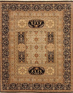 Indian Chobi Black Rectangle 8x10 ft Wool Carpet 19345
