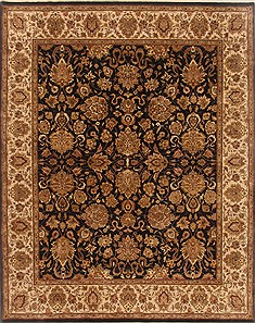 Indian Agra Black Rectangle 8x10 ft Wool Carpet 19491