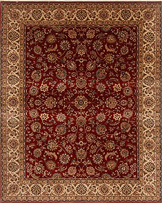 Indian Isfahan Red Rectangle 8x10 ft Wool Carpet 19537