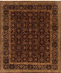 Indian Kashan Brown Rectangle 8x10 ft Wool Carpet 19541
