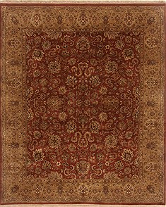 Indian Kashan Brown Rectangle 8x10 ft Wool Carpet 19548