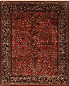 Indian sarouk Red Rectangle 8x10 ft Wool Carpet 19561