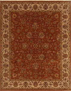 Indian Kashan Brown Rectangle 8x10 ft Wool Carpet 19564