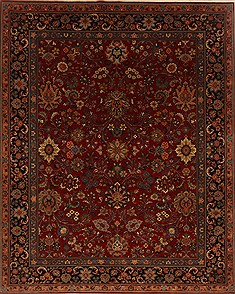 Indian Isfahan Red Rectangle 8x10 ft Wool Carpet 19609