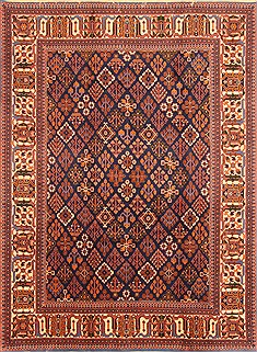 Persian sarouk Red Rectangle 7x10 ft Wool Carpet 19642