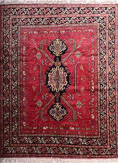 Pakistani Pishavar Red Rectangle 8x11 ft Wool Carpet 19744