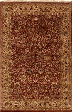 Indian Kashan Brown Rectangle 6x9 ft Wool Carpet 19767