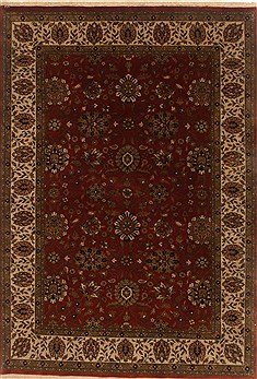 Indian Tabriz Red Rectangle 6x9 ft Wool Carpet 19813