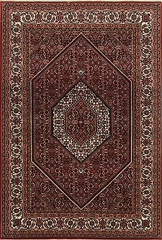 Indian Birjand Red Rectangle 4x6 ft Wool Carpet 19866