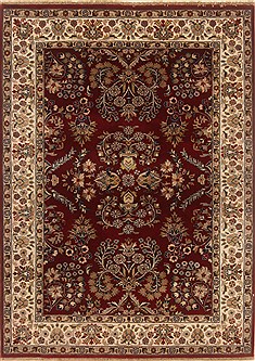 Indian sarouk Red Rectangle 4x6 ft Wool Carpet 19952