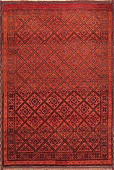 Baluch Orange Hand Knotted 4'3" X 6'11"  Area Rug 100-19996