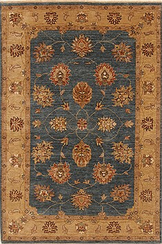 Indian Chobi Blue Rectangle 4x6 ft Wool Carpet 20039