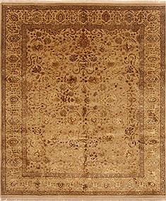 Indian Kashan Brown Rectangle 8x10 ft Wool Carpet 20148