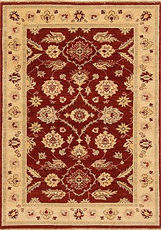 Pishavar Red Hand Knotted 3'11" X 5'7"  Area Rug 250-20261