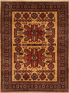 Pakistani Shirvan Yellow Rectangle 5x7 ft Wool Carpet 20371