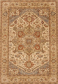 Indian Heriz Beige Rectangle 5x7 ft Wool Carpet 20373