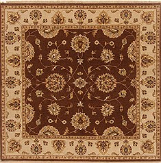 Indian Chobi Brown Square 7 to 8 ft Wool Carpet 20395
