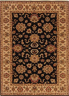 Indian Agra Black Rectangle 5x7 ft Wool Carpet 20398