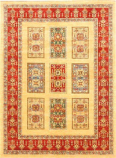 Pakistani Pishavar Yellow Rectangle 5x7 ft Wool Carpet 20456