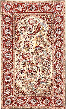 Chinese Sino-Persian Beige Rectangle 4x6 ft Wool Carpet 20594