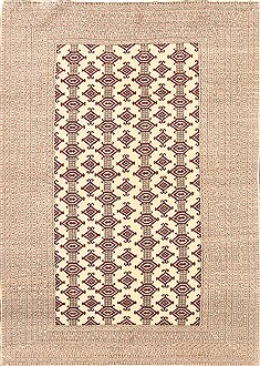 Bokhara Beige Hand Knotted 4'3" X 5'9"  Area Rug 250-20602