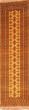 Afghan Mahal Yellow Runner 10 to 12 ft Wool Carpet 20644
