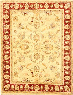 Pakistani Chobi Beige Rectangle 5x7 ft Wool Carpet 20646