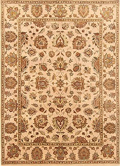 Indian Agra Beige Rectangle 5x7 ft Wool Carpet 20676