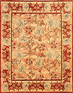 Pakistani Modern Brown Rectangle 8x10 ft Wool Carpet 20742