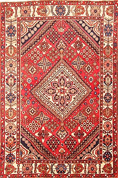Bakhtiar Red Hand Knotted 6'10" X 9'11"  Area Rug 100-20804