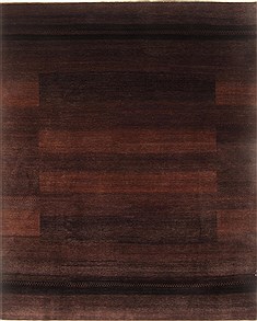 Indian Gabbeh Brown Rectangle 8x10 ft Wool Carpet 20881
