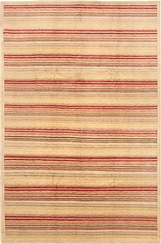 Indian Gabbeh Beige Rectangle 7x10 ft Wool Carpet 21067