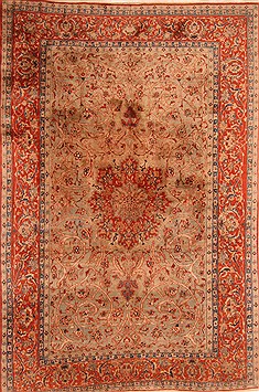 Isfahan Beige Hand Knotted 8'1" X 12'2"  Area Rug 100-21200
