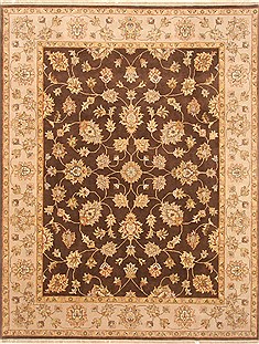 Indian Agra Brown Rectangle 8x10 ft Wool Carpet 21210