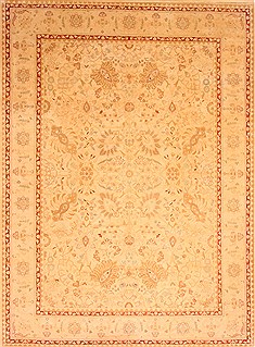 Agra Yellow Hand Knotted 9'1" X 12'5"  Area Rug 100-21272