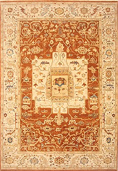 Indian Chobi Brown Rectangle 10x14 ft Wool Carpet 21314