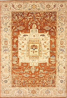 Indian Serapi Brown Rectangle 10x14 ft Wool Carpet 21344
