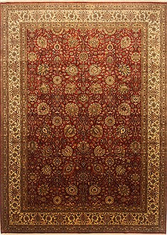 Indian Tabriz Beige Rectangle 10x14 ft Wool Carpet 21370