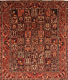 Bakhtiar Red Hand Knotted 9'9" X 11'6"  Area Rug 100-21401