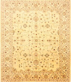 Pakistani Pishavar Beige Rectangle 8x10 ft Wool Carpet 21457