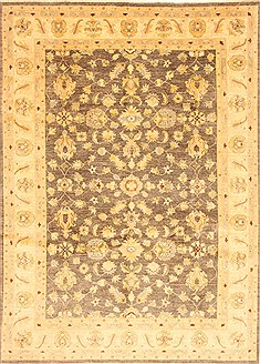 Pakistani Chobi Grey Rectangle 7x10 ft Wool Carpet 21512