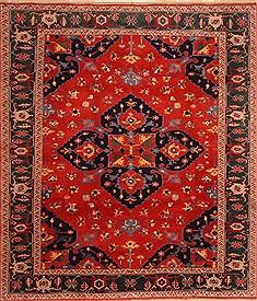 Turkish Heriz Red Rectangle 8x11 ft Wool Carpet 21647