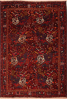 Persian Afshar Red Rectangle 7x10 ft Wool Carpet 21659