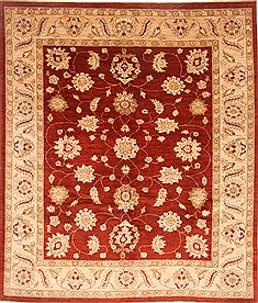 Pakistani Pishavar Red Square 9 ft and Larger Wool Carpet 21672