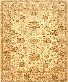 Indian Oushak Beige Rectangle 8x10 ft Wool Carpet 21712