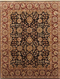 Agra Black Hand Knotted 8'0" X 10'2"  Area Rug 250-21753