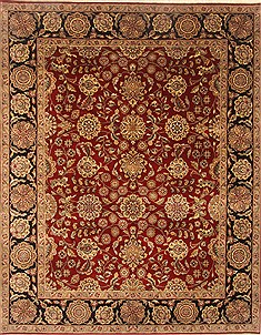 Indian Agra Red Rectangle 8x10 ft Wool Carpet 21758