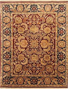 Indian Agra Red Rectangle 8x10 ft Wool Carpet 21770