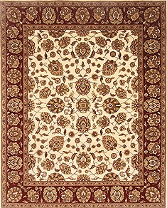 Indian Agra Beige Rectangle 8x10 ft Wool Carpet 21777