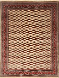 Indian Agra Beige Square 9 ft and Larger Wool Carpet 21779